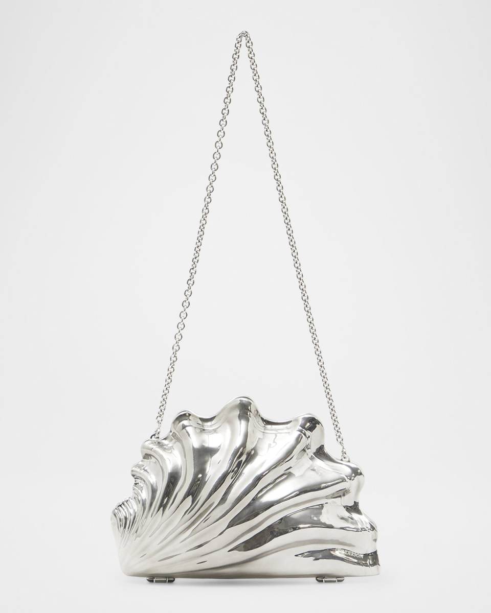 Shell Chrome Resin Clutch Bag